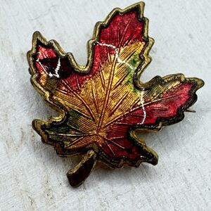 Vintage Enamel Colorful Fall Maple Leaf Small Lapel Pin Canadian